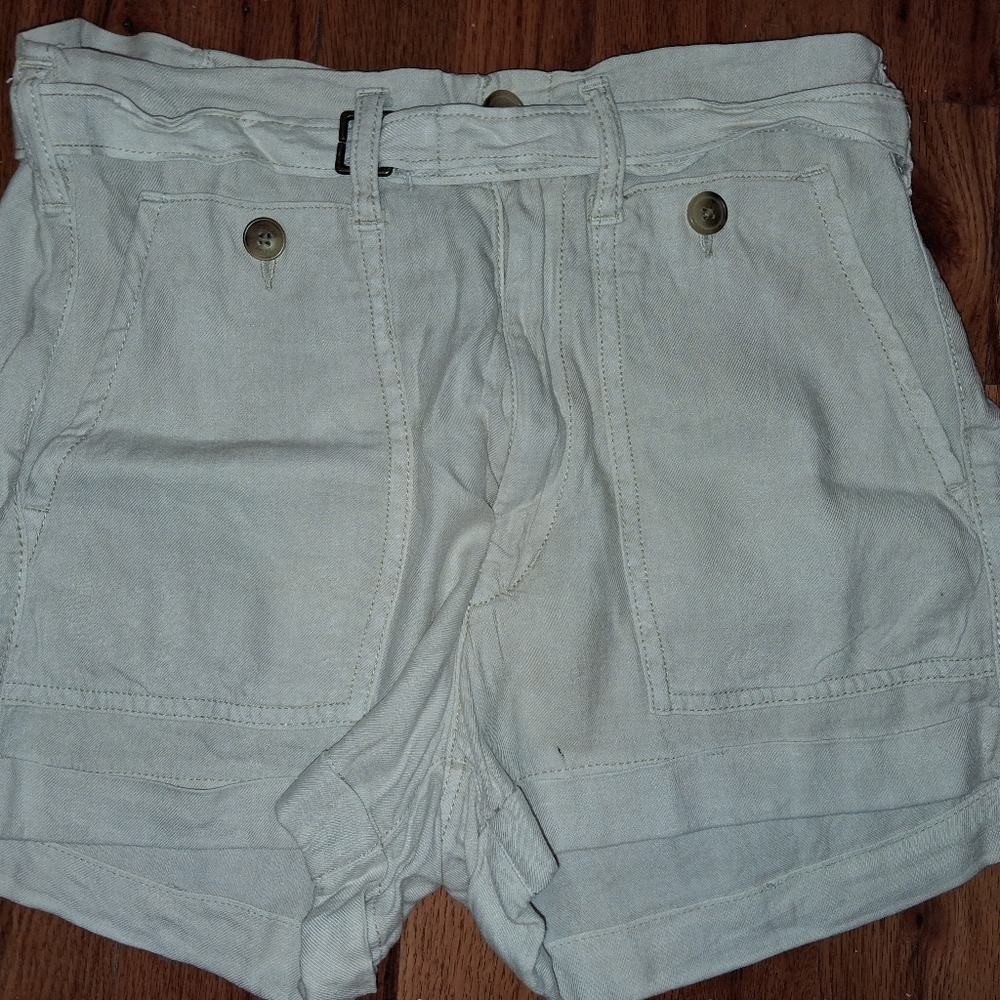 American Eagle Outfitters Linen Cream Utility Shorts